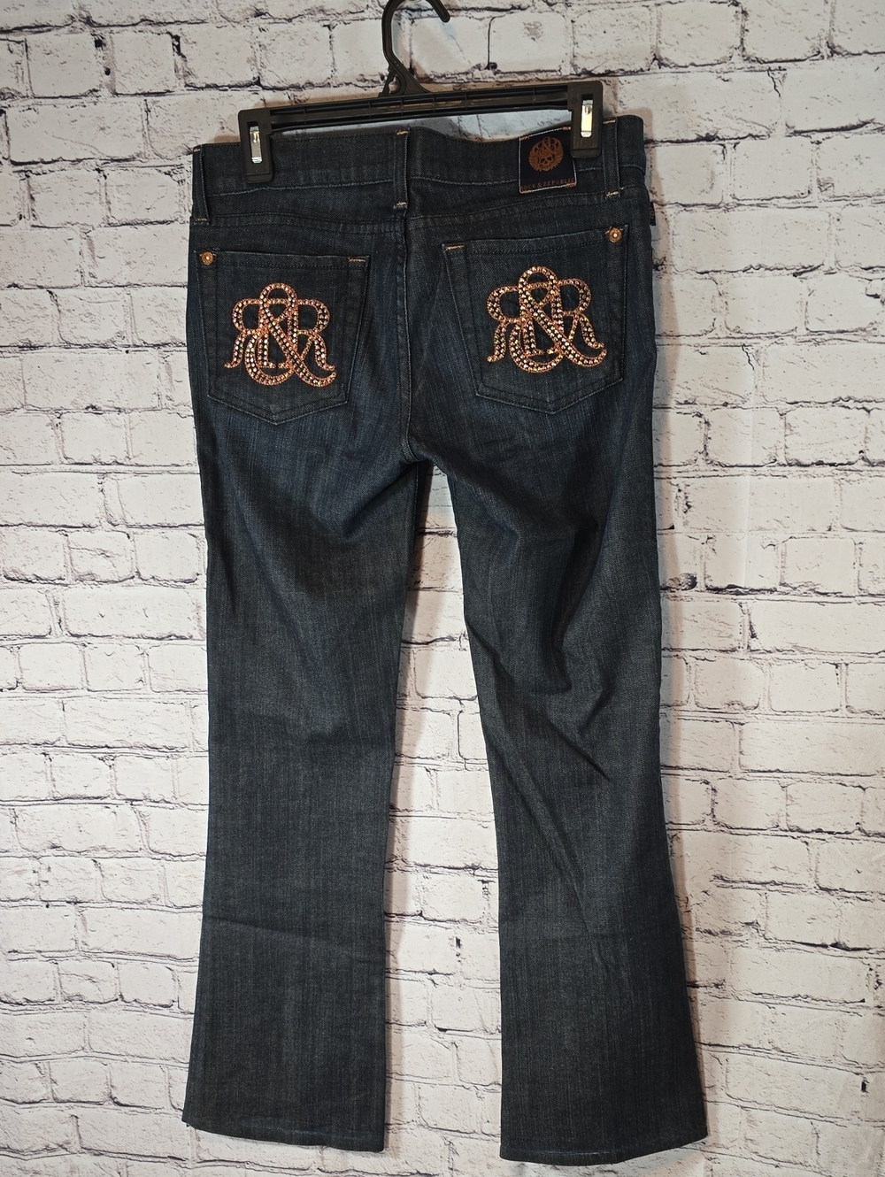 Rock & Republic Dark Wash Women’s Jeans with Embellished Back Pockets Size 27 - Picture 6 of 12